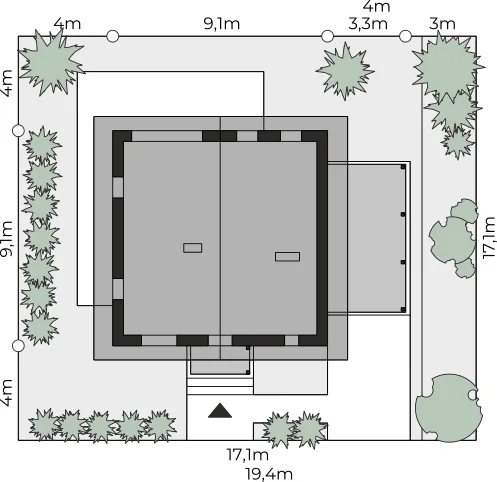 Usytuowanie na działce