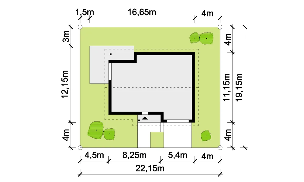 Usytuowanie na działce