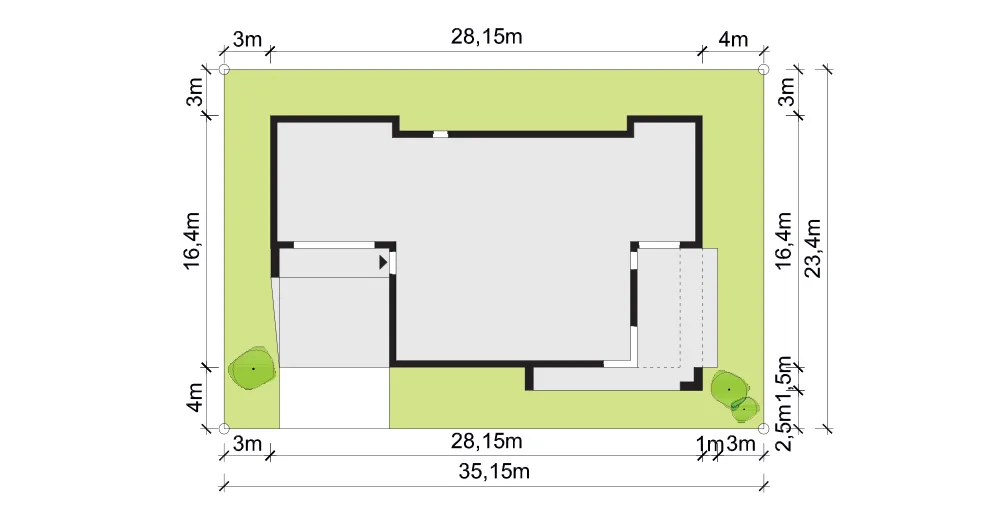 Usytuowanie na działce