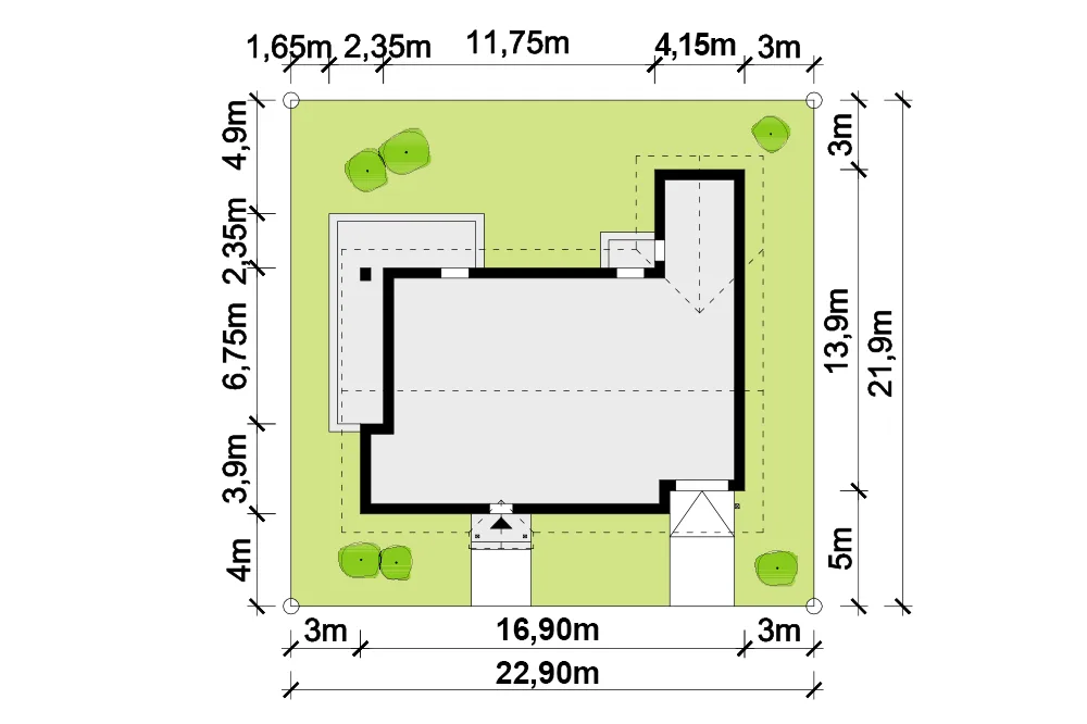 Usytuowanie na działce