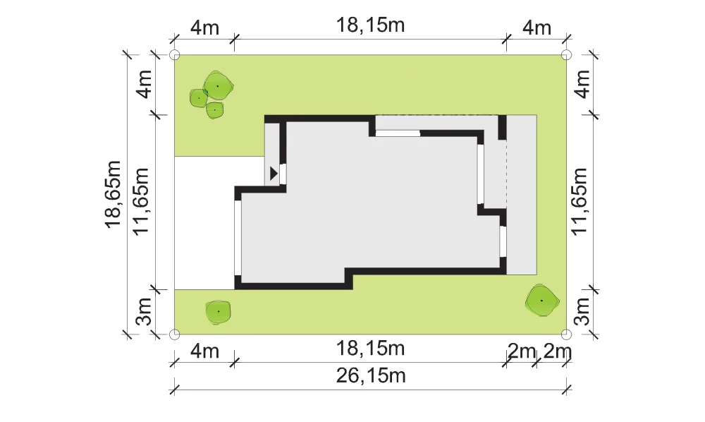 Usytuowanie na działce