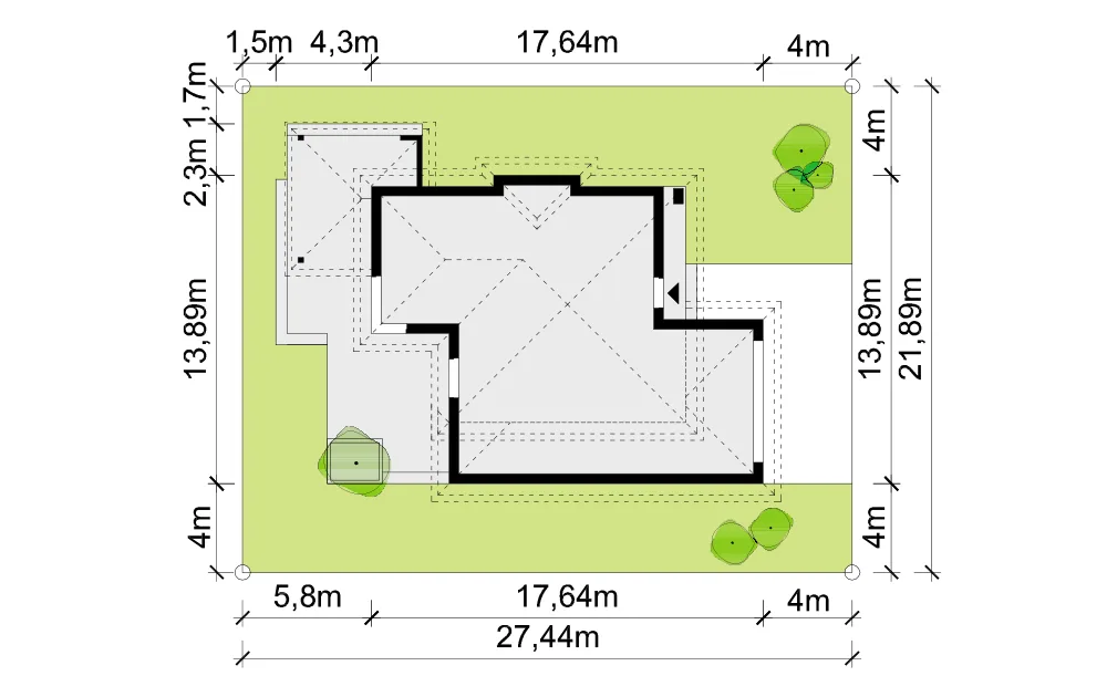 Usytuowanie na działce