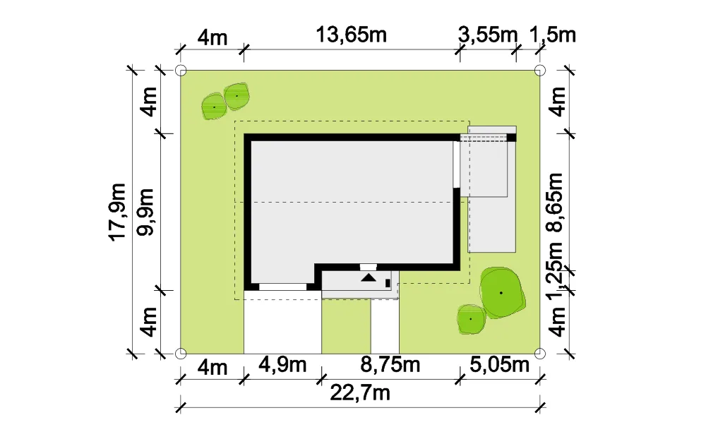 Usytuowanie na działce