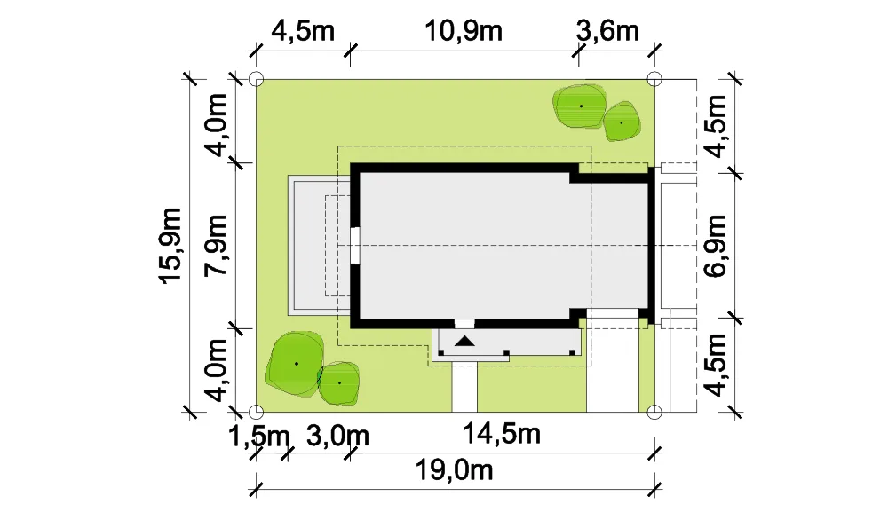 Usytuowanie na działce