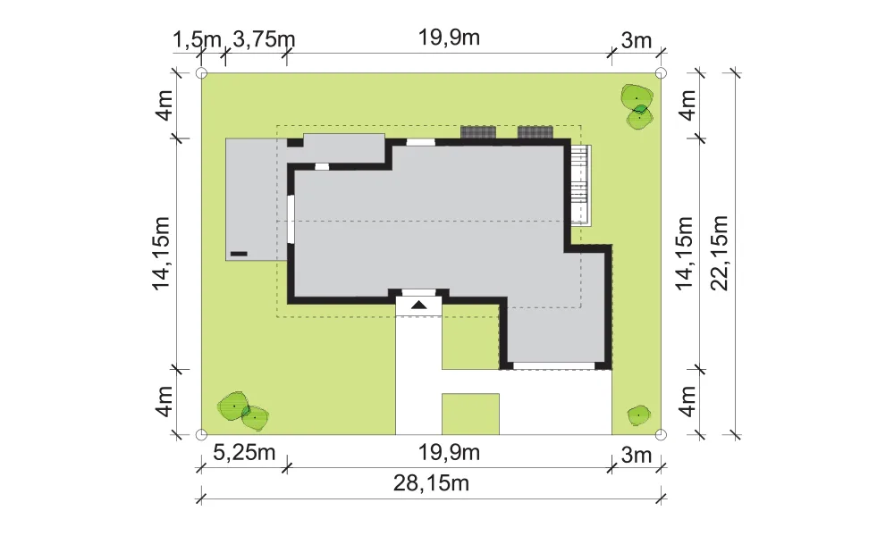 Usytuowanie na działce