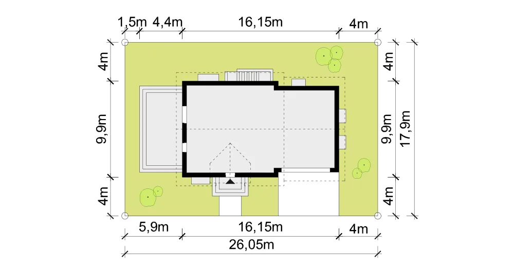Usytuowanie na działce