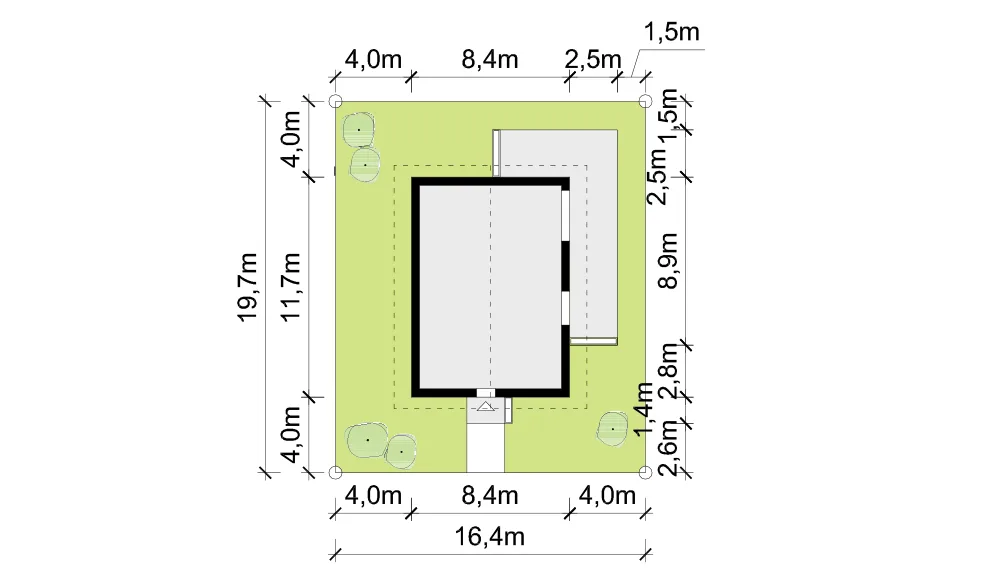 Usytuowanie na działce