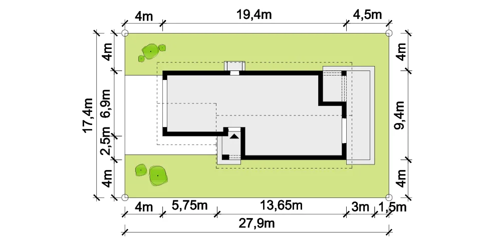 Usytuowanie na działce