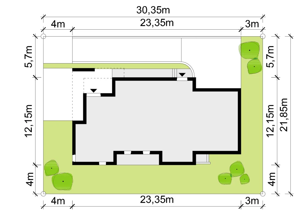 Usytuowanie na działce