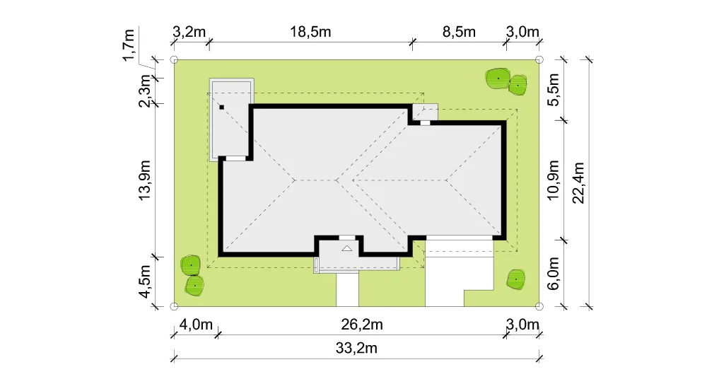 Usytuowanie na działce