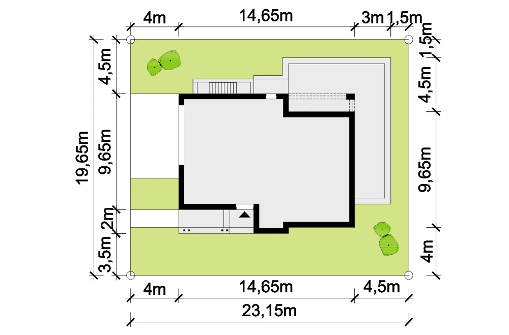 Usytuowanie na działce