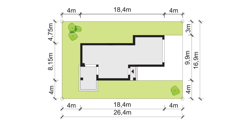 Usytuowanie na działce