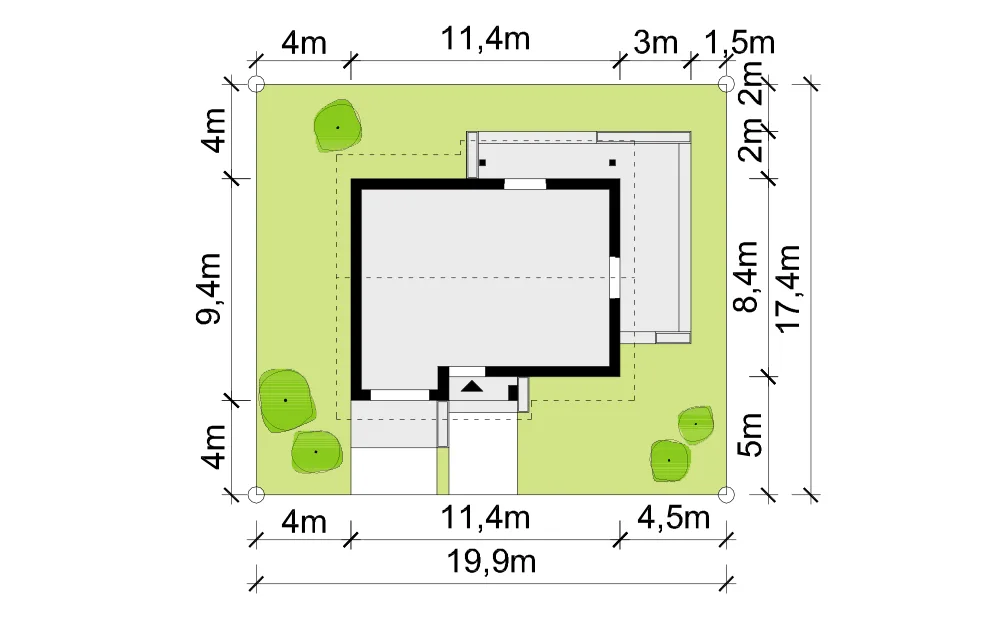 Usytuowanie na działce