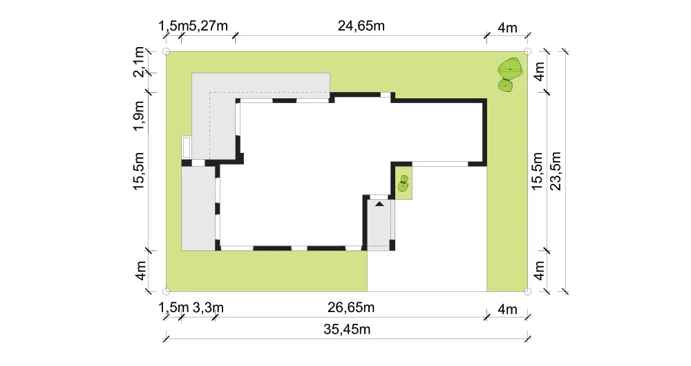 Usytuowanie na działce