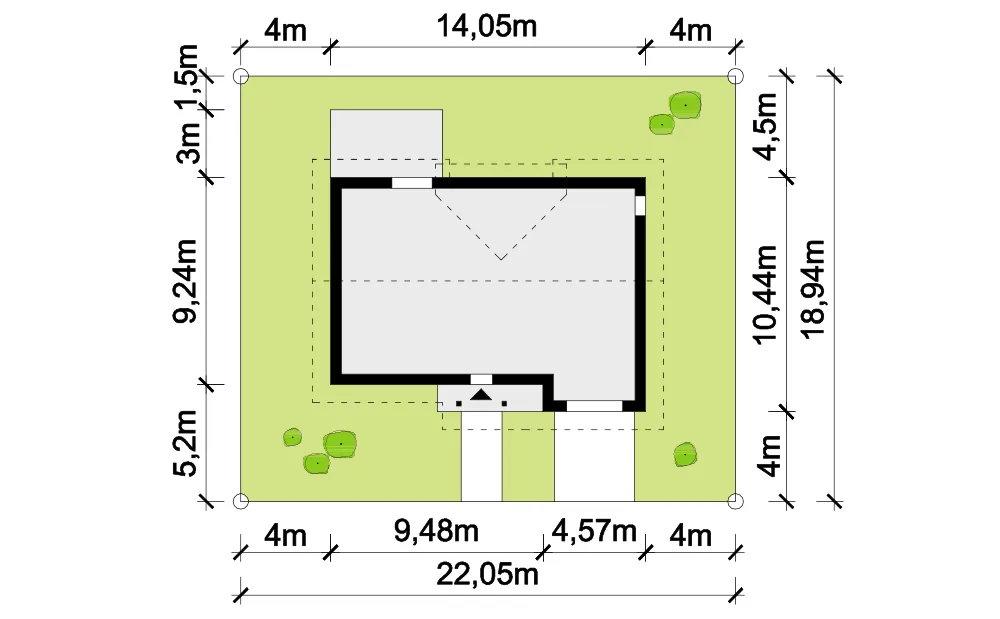 Usytuowanie na działce